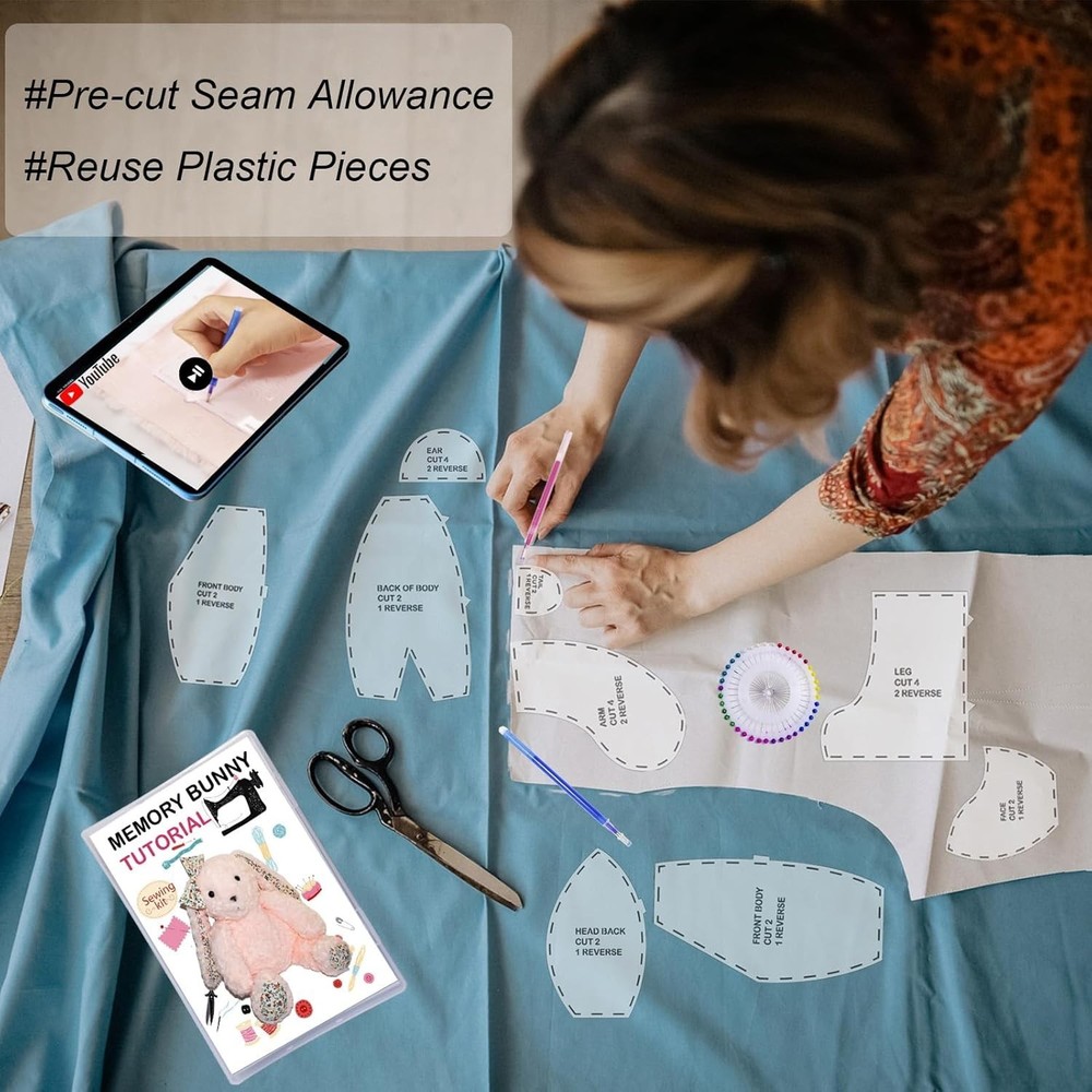18 Inch Memory Bunny Patterns Templates for Sewing with Instruction, Beginner...