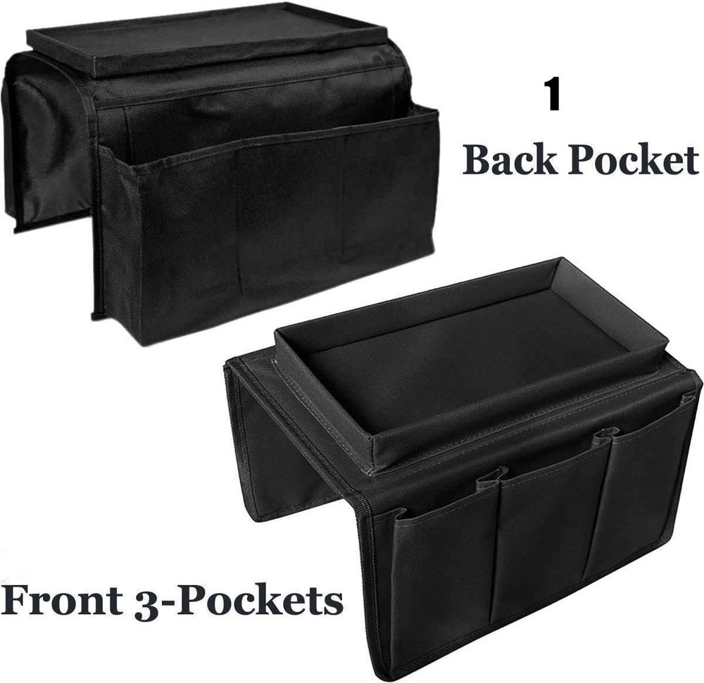 6 Pockets TV Remote Control Organizer, Home Sofa Console Folding Table Black