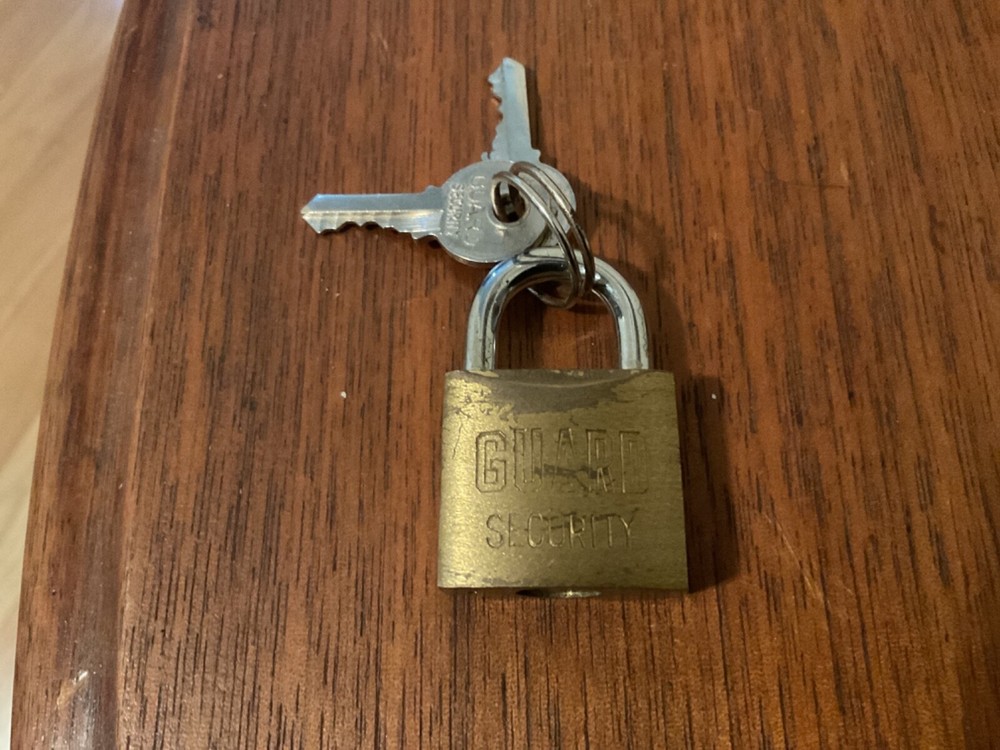 Vintage Brass Guard Security Padlock with 2 Keys