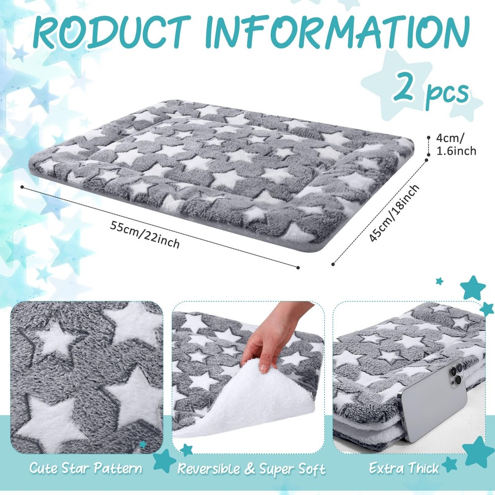 2 Pack Self Warming Cat Mat Self Heating Pad Bed Reversible Machine Washable ...