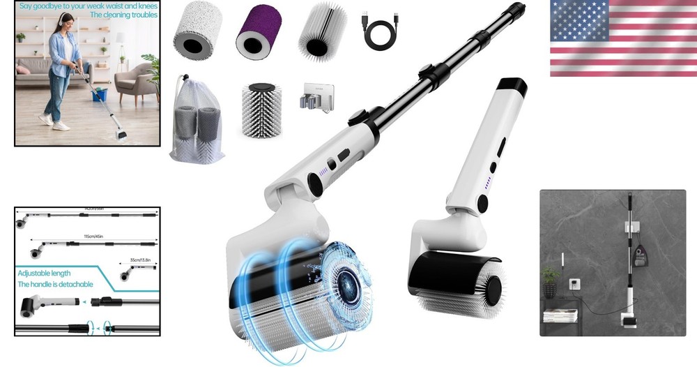 Multi-Surface Cordless Scrubber - Waterproof Spin Brush with Telescopic Pole