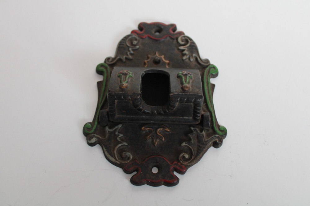 Vintage Wilton Cast Iron Hand-Painted Wall Match Safe