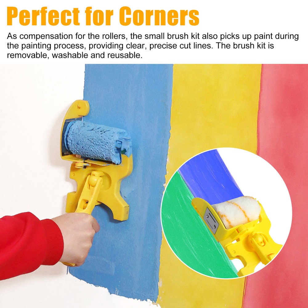 2Pcs Clean-Cut Paint Edger Roller Brush Safe Tool for Room Corner Wall Ceiling