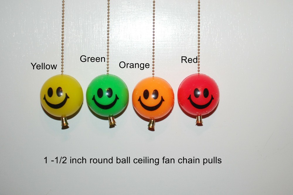 Handcrafted Smiley Face Ball ceiling fan / light  chain pull