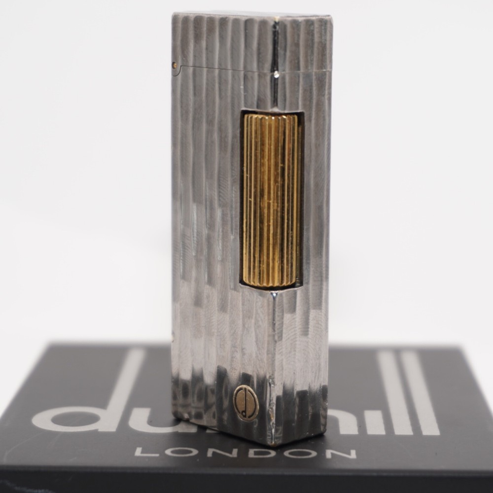 Dunhill Lighter oxidized silver Bambo Pattern-Ultrasonically Cleaned_Working