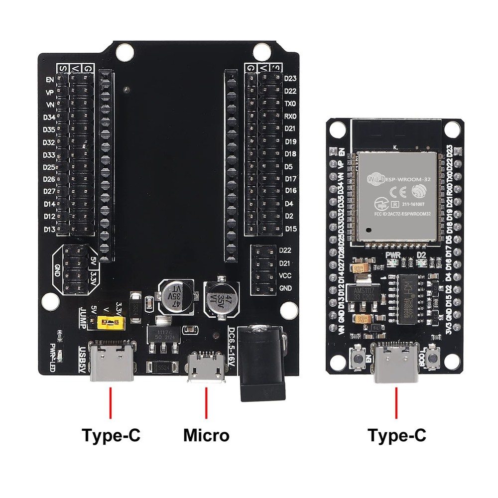 2 Sets ESP-WROOM-32 ESP32 ESP-32S Type-C USB Development Board Type-C USB CH3...