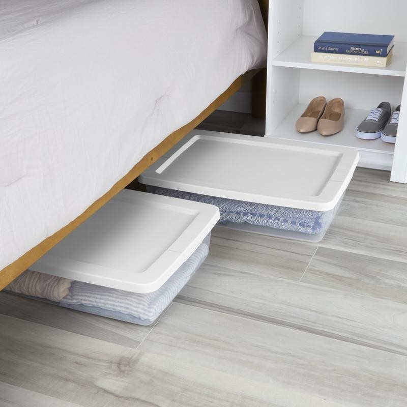 Clear Stackable Storage Box 28 Qt Household Organization Under Bed Storage