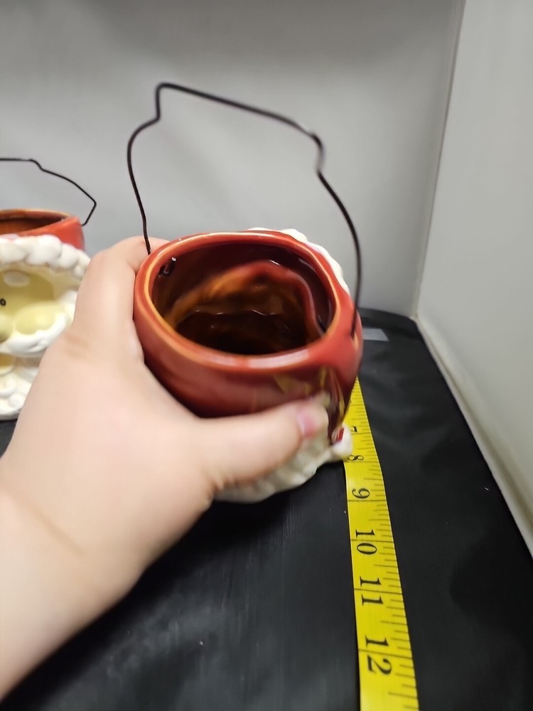 2-Ceramic Santa Containers With Wired Handle- By Collections