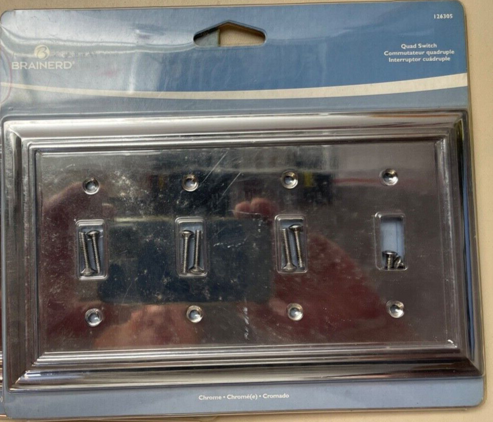 Brainerd Quad Switch Cover Plate Chrome Finish