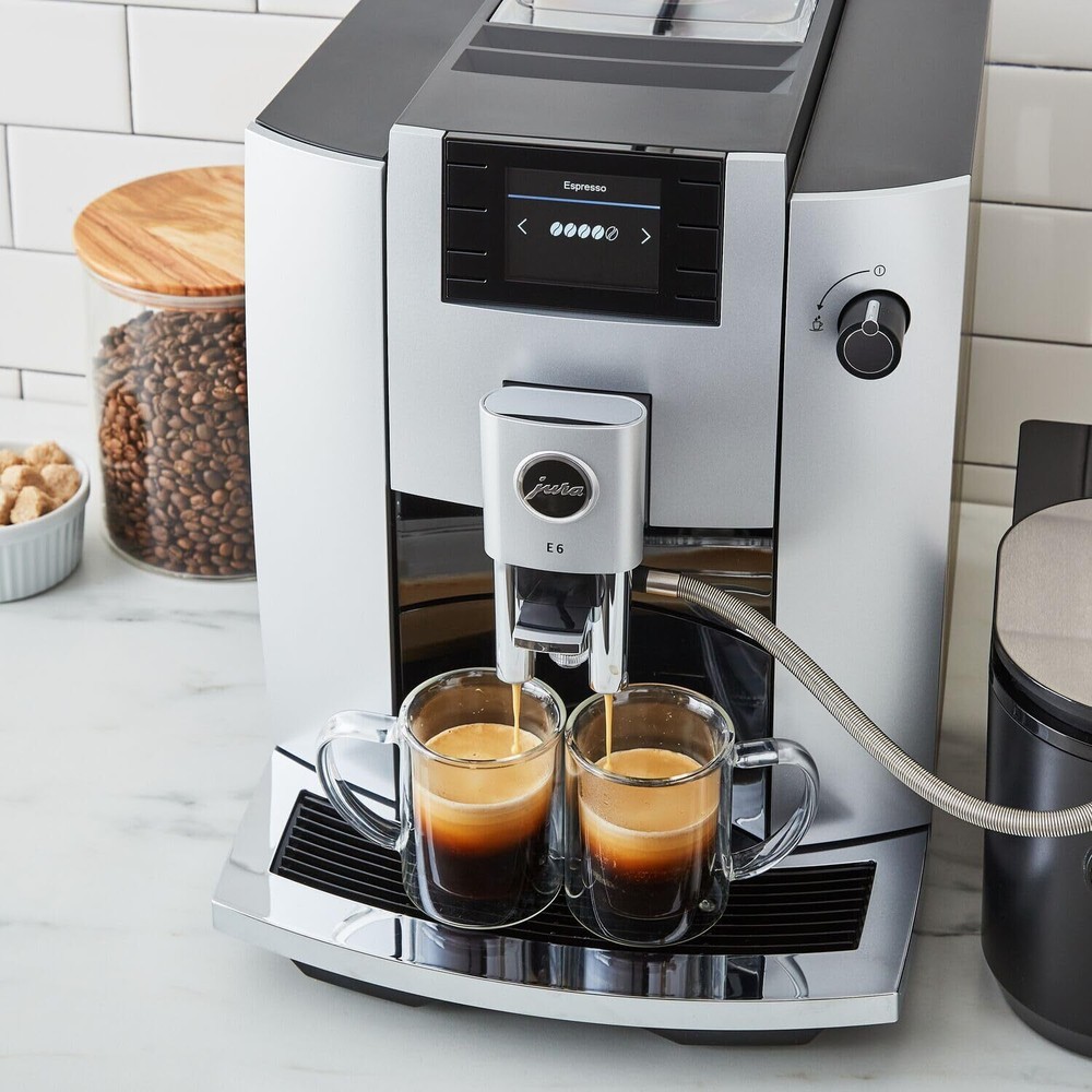 Jura E6 Platinum Espresso Machine with Programmable Coffee Strength, Silver