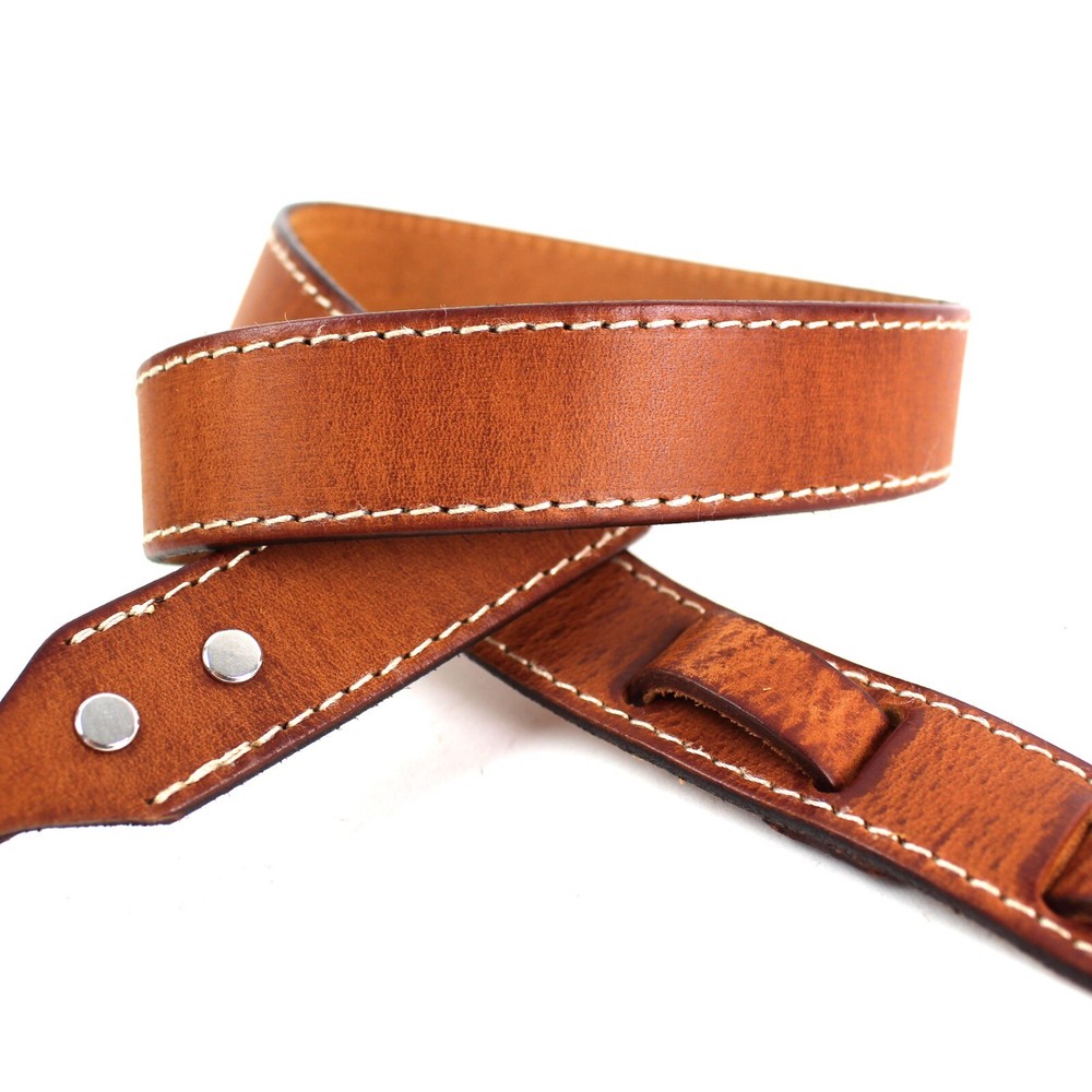 Walker & Williams M-14 Saddle Tan Premium Grain Leather Mandolin Strap