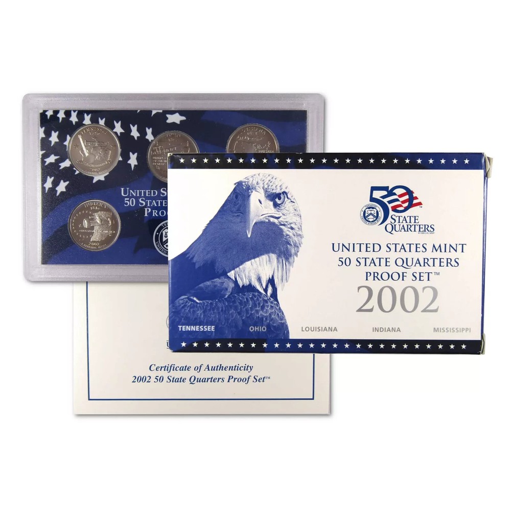 2002 State Quarter Clad Proof Set U.S. Mint Packaging OGP COA