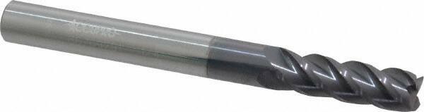 Accupro 1/4" Diam 4 Flute Single End Solid Carbide 0.015" Corner Radius End M...