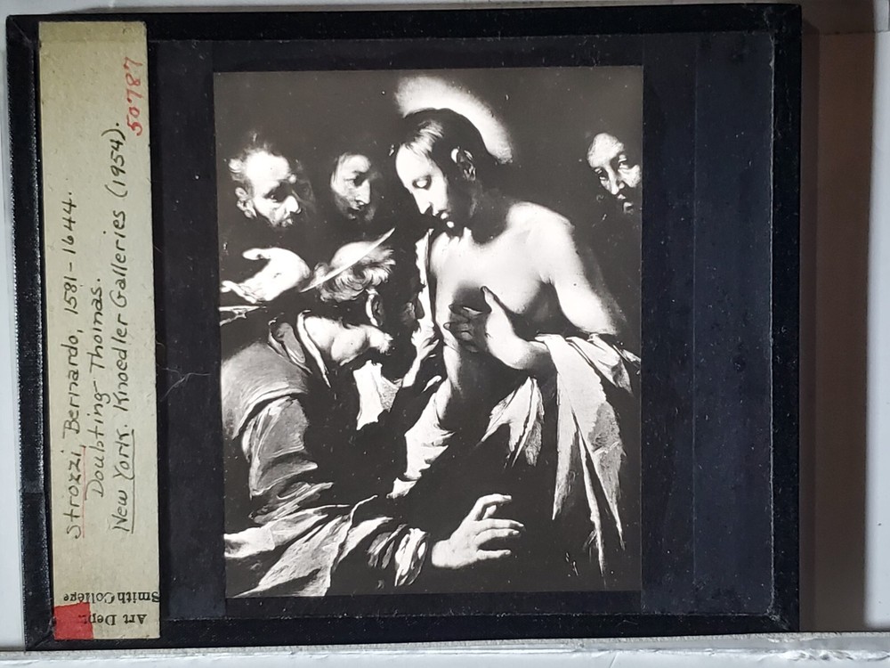Doubting Thomas, Bernardo Strozzi, Magic Lantern Glass Slide