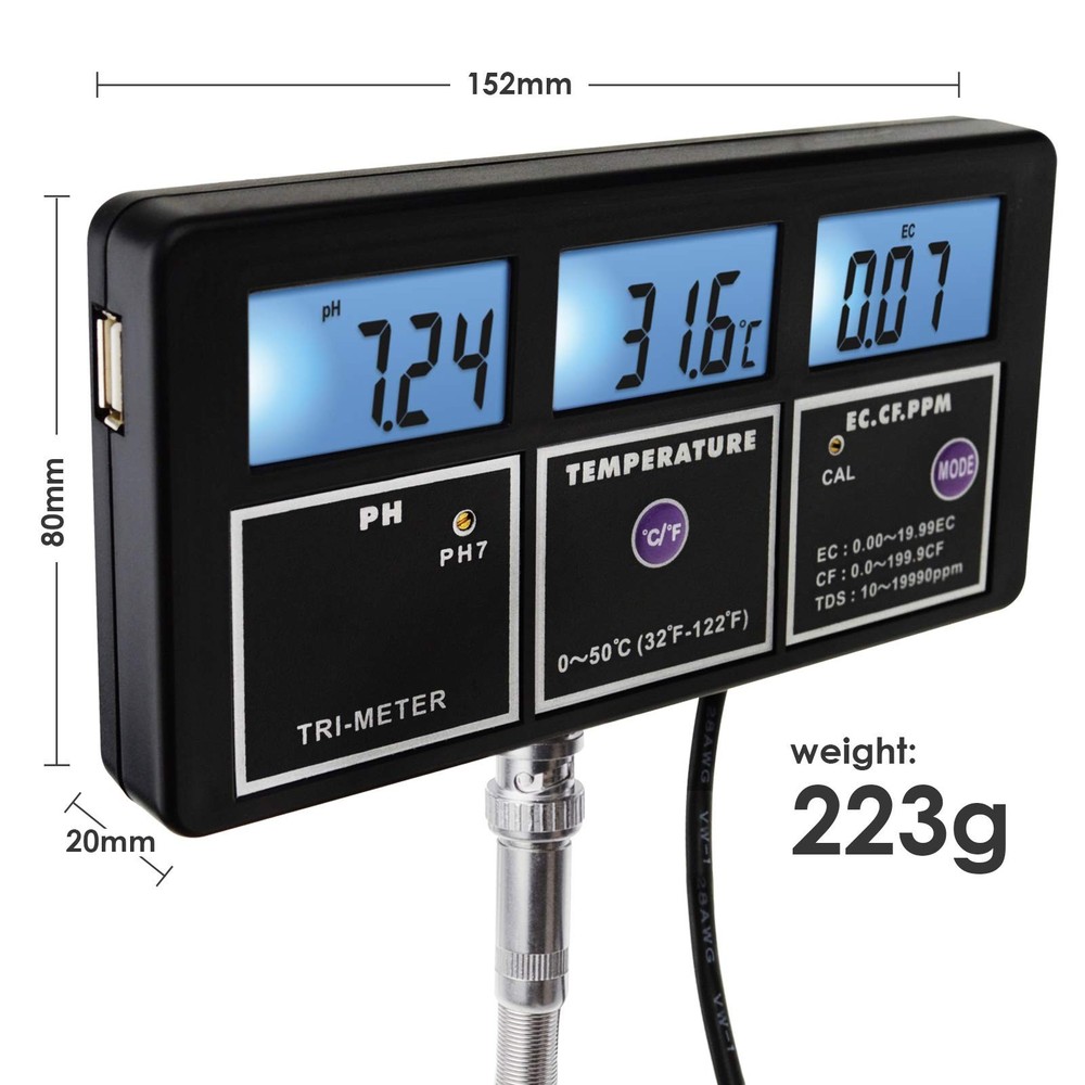 5-in-1 Water Quality Multi-Parameter PH EC CF TDS (ppm) Temperature Test Mete...