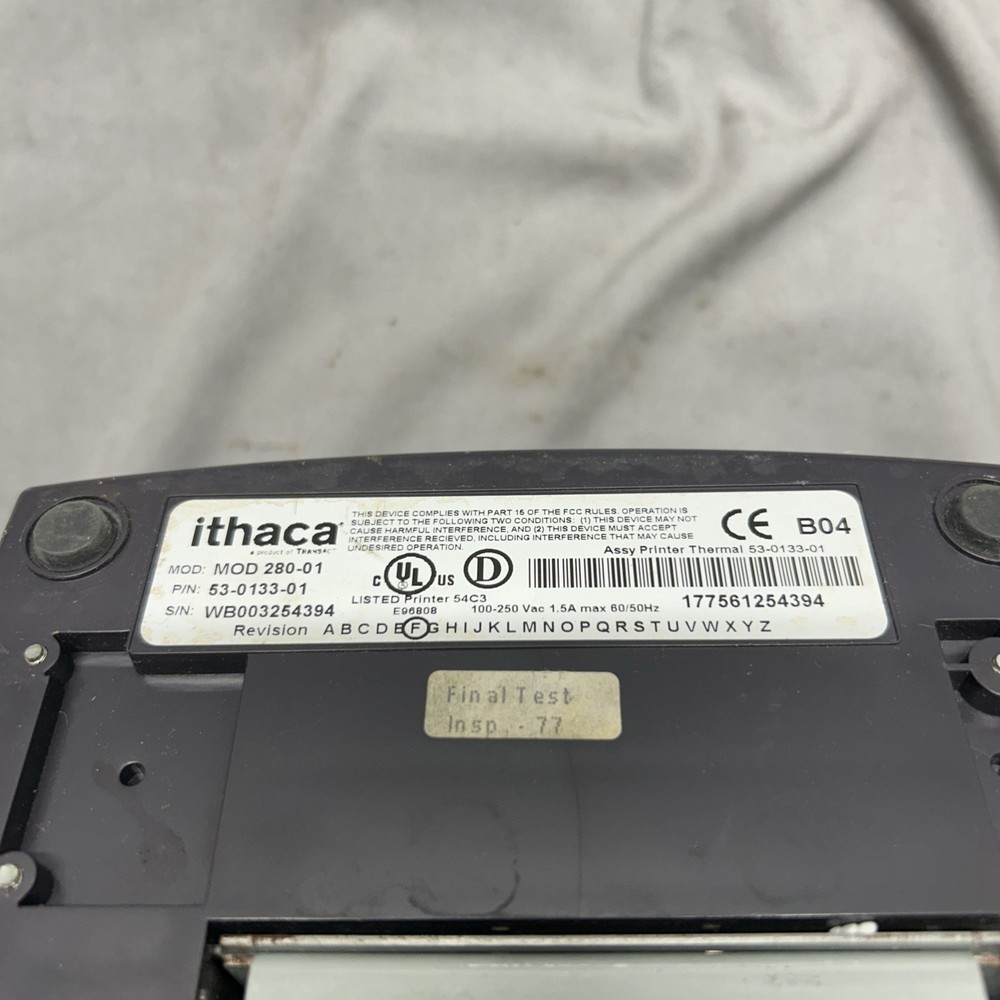 ITHACA THERMAL PRINTER 280-01 (UNTESTED SOLD AS IS)