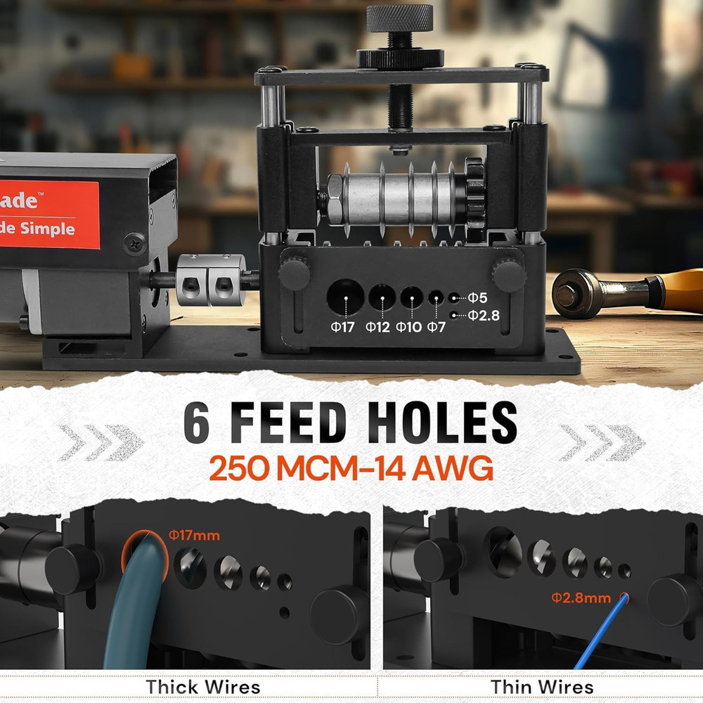 Automatic Wire Stripper Machine with Upgraded Motor, Electric Cable Stripping To