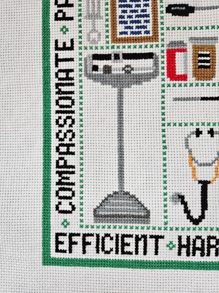 cross stitch completed finished hand made- Nurse sampler-unframed