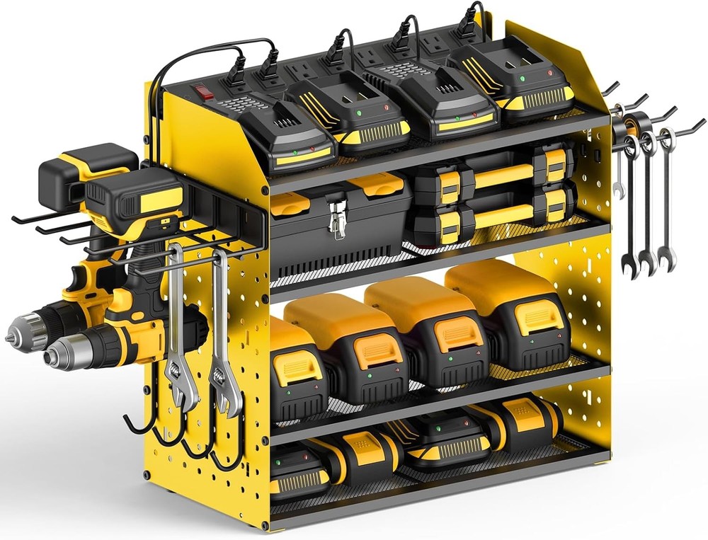 Modular Desk Power Tools Organizer with Charging Station, 4 Layer 10FT Yellow