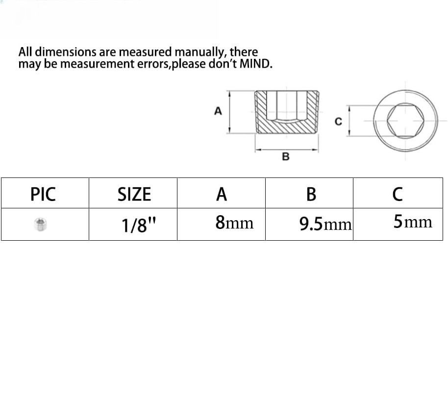 5 Pack 1/8NPT Male Pipe Plug Internal Hex Thread Socket Stainless Steel Silver