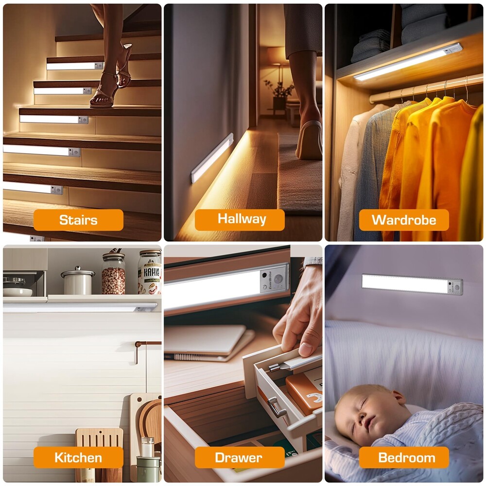 2 Pack 78LED Under Cabinet Lighting, Motion Sensor Light with Remote Control