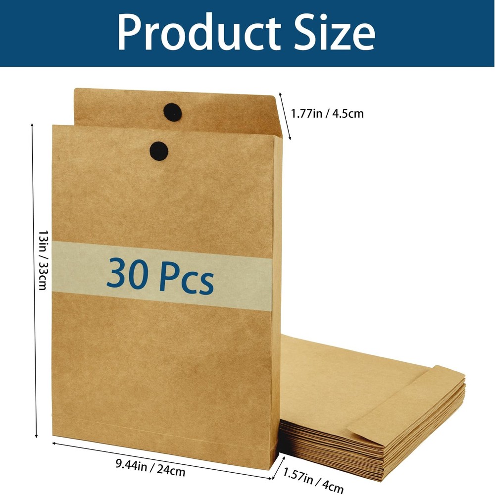 30 Pack Expandable Envelopes 13 x 9.4 Inch, Large Heavy-Duty Hook-and-Loop Fa...