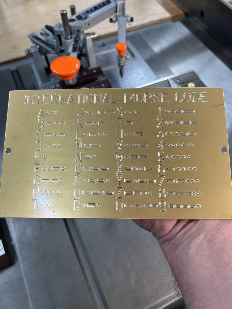 MORSE CODE HAM RADIO SOLID BRASS ENGRAVING PLATE OR DISPLAY PLATE FOR NEW HERMES