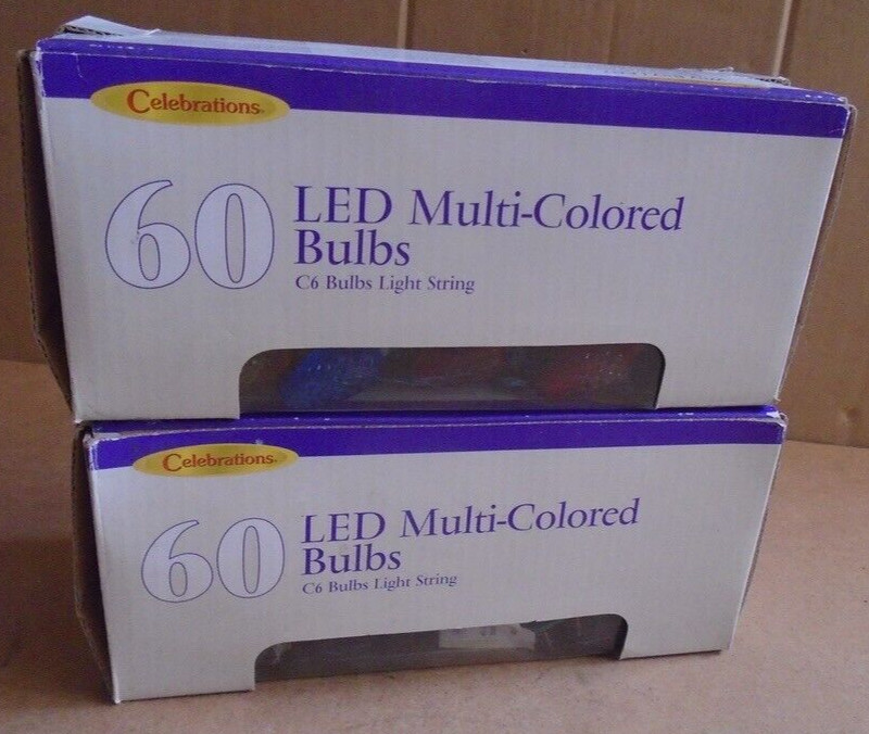 Christmas Lights Celebrations Multi-Color LED 60 Bulbs (C6) 2-String SETS