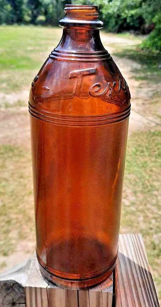 Texize Vintage Amber Brown Large Bottle 10" Tall