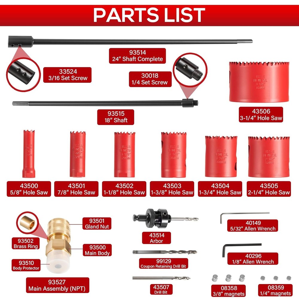 For NPT Mechanical Hot Tapping Machine Complete Tool Kit DM3MECH 08350