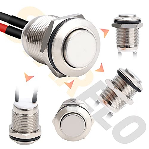 5pcs 12mm Momentary Push Button Switch Silver Shell with pre 12mm Silver Shell