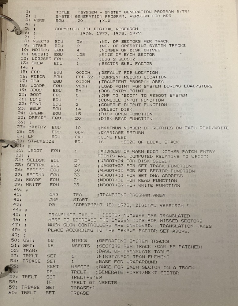 Digital Research CP/M operating system and utilities manuals (for S-100 systems)