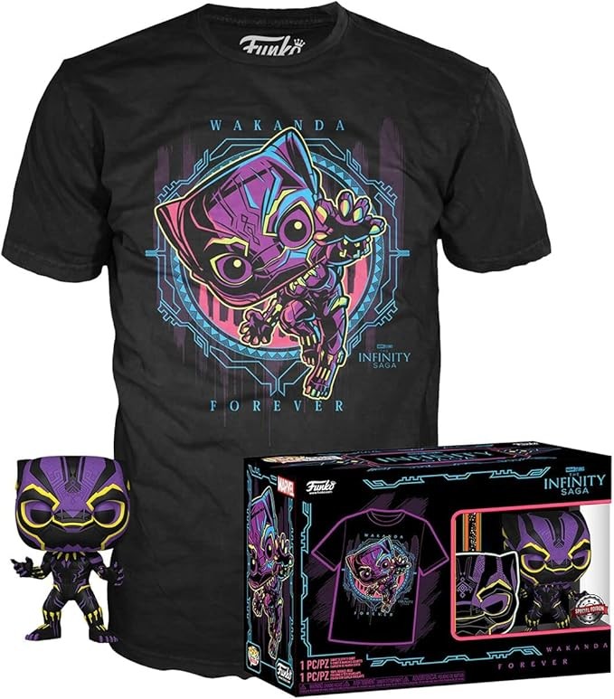 Funko POP! Black Panther Marvel: Blacklight POP & Tee - L