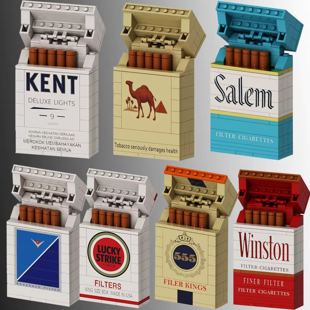 Retro Cigarette Box Building Lego Block Set Creative Display Model Dad Gift