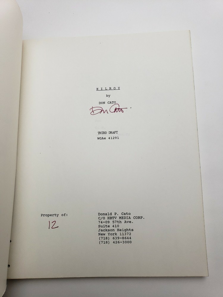 KILROY / Don Cato 1980's Unproduced Move Script Screenplay, SIGNED THIRD DRAFT