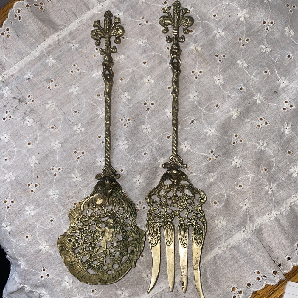 Matching Antique Brass Spoon and Fork