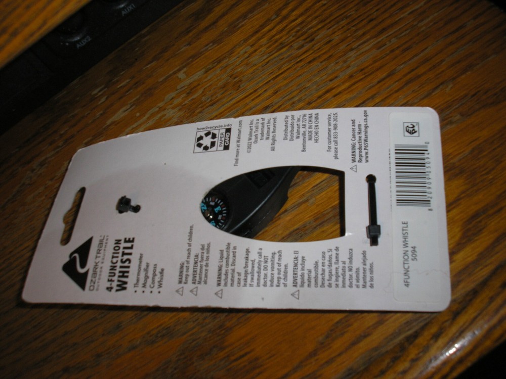 NICE Ozark Trail 4 Function Whistle Thermometer Magnifier Compass Hiking Camping