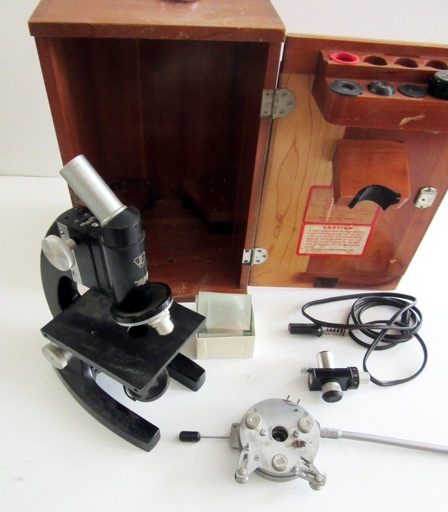 High End BOSCH & LOMB Microscope with Case & Acessories, Complete!