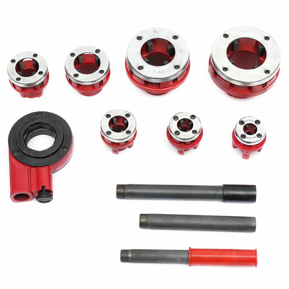 BSPT Pipe Threader 3/8" to 2" Dies Set Threading Tool Ratchet with Handle 7 Size