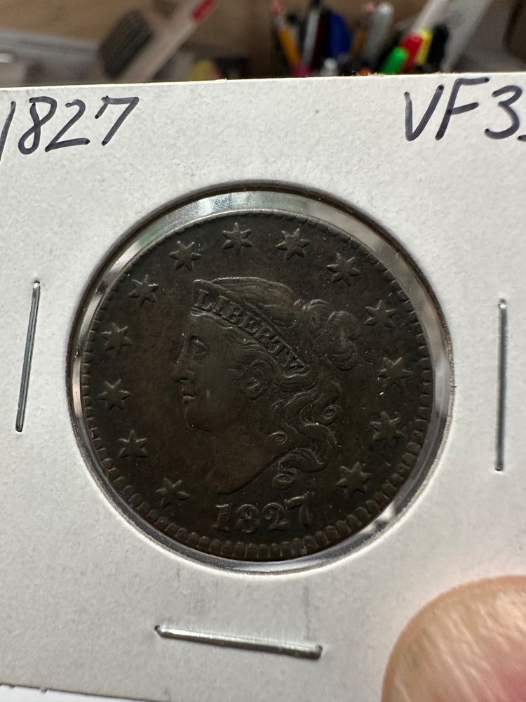 1827 coronet head large cent VF---XF