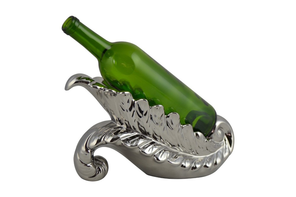 11" Polished Silver Cornucopia Bottle Holder