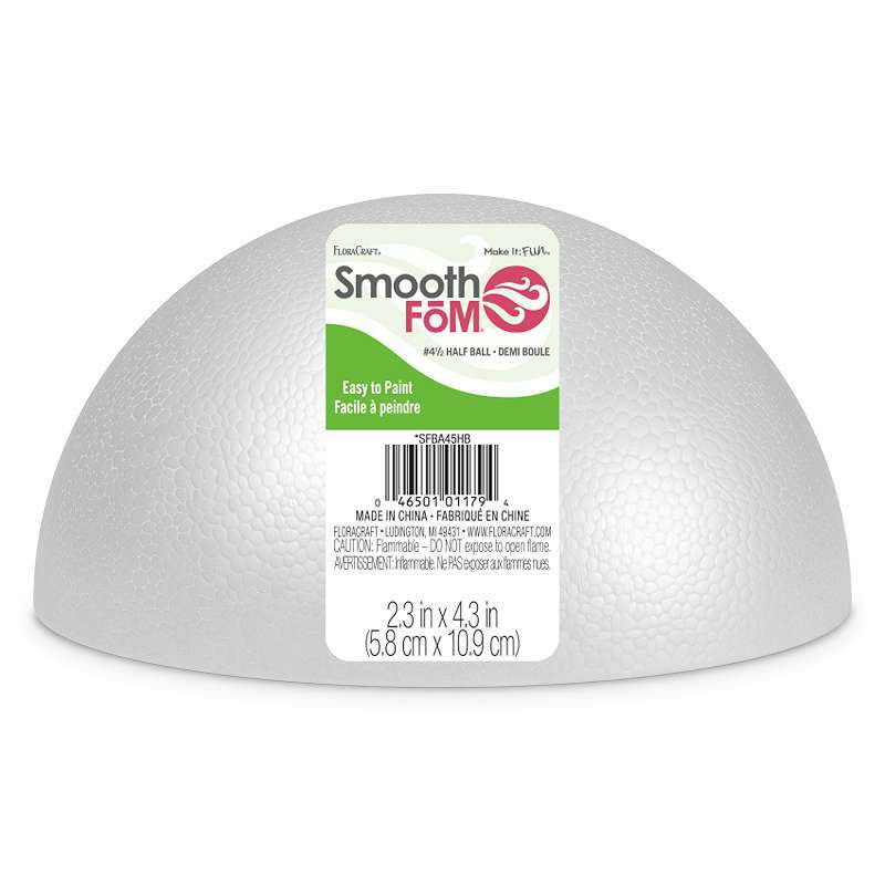 Smooth Styrofoam Half Ball 4.5"