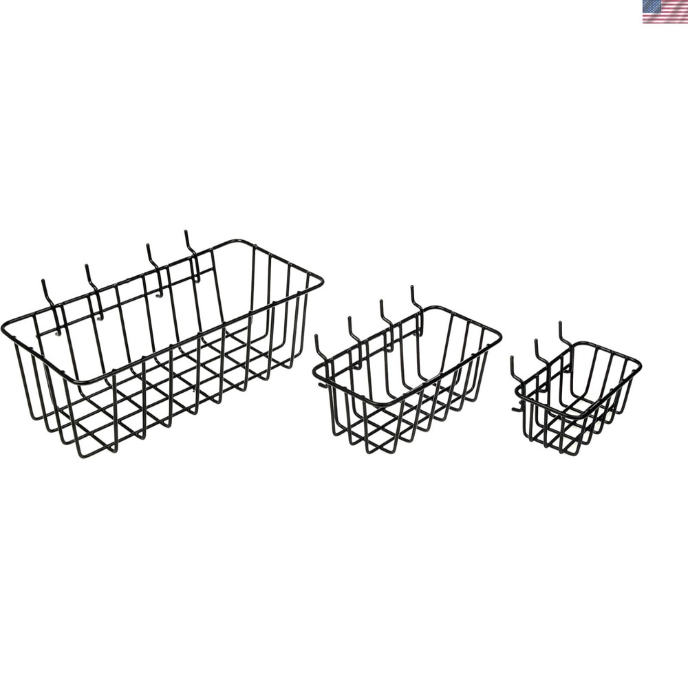 Effortless Organization with 3-Piece Rust-Resistant Pegboard Wire Basket Set