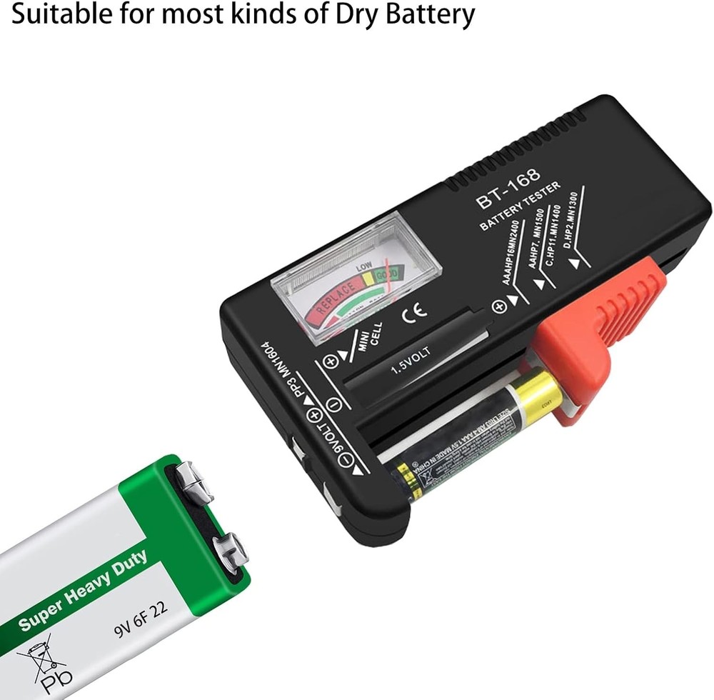 Lightweight Battery Tester - Universal Compatibility for All Sizes - 2 Pack