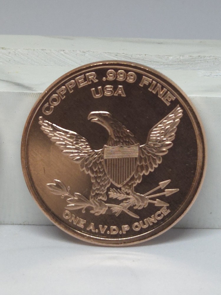 1 Oz. Solid .999 Fine Copper Round - Dinosaur Design