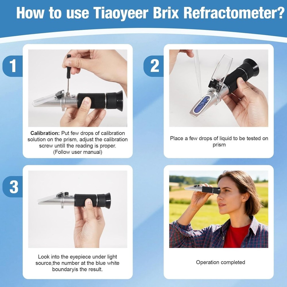 Brix Refractometer with ATC, Dual Scale - Specific Gravity & Brix, Hydrometer...
