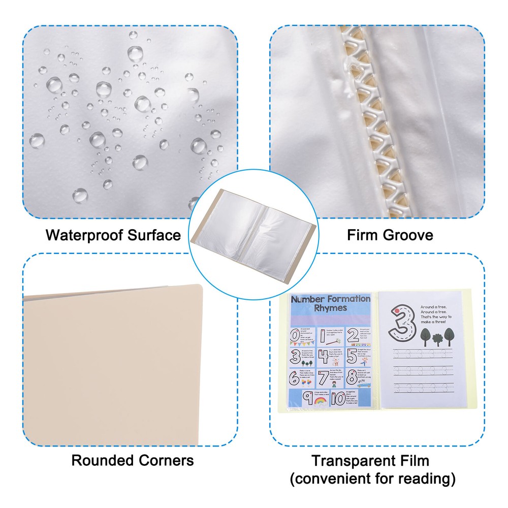 9x12" Binders with Plastic Sleeve, PP 60 Pocket File Protector, Beige
