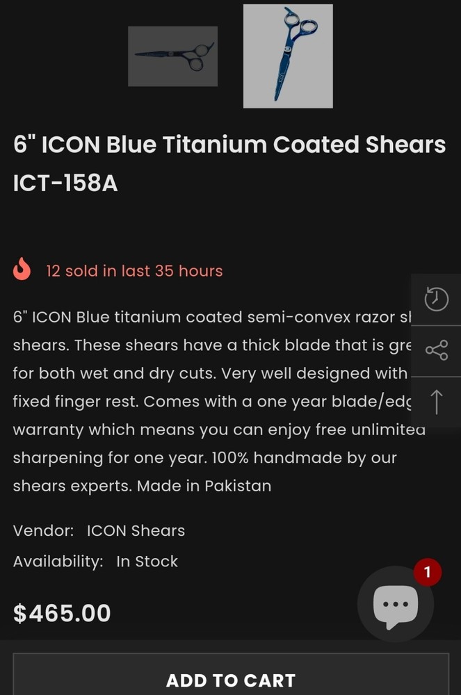ICON Multi-color Shears Size 6" ICT-158A plus Bag
