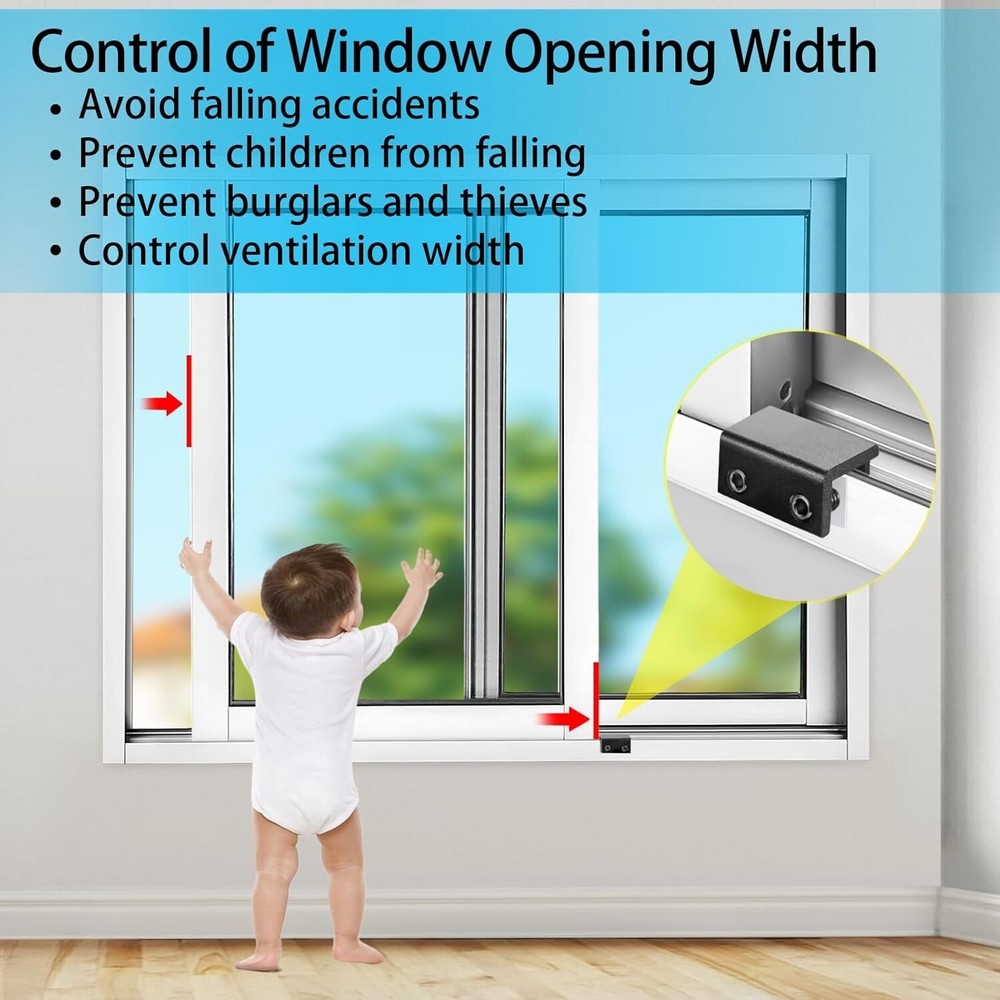 12 Sets of Adjustable Black Window Locks - Ultimate Child Proof Security