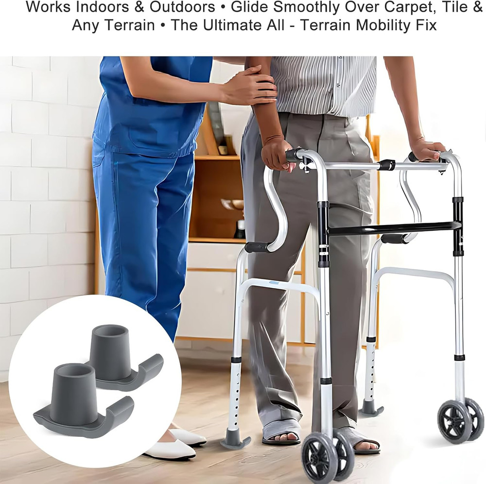 Walker Ski Glides, Universal Fit for Folding Walkers, Easy Install Durable Rubbe